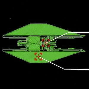 Tie Avenger Inspired Tactical Ship Info - Looping Animation (GIF/MP4) 4K + Various resolutions. Great for cosplay displays. Tie/ad Avenger