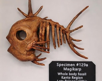Magikarp #129 inspired Fossil Display – 3D Shadow Frame, Curiosity Specimen, Pokemon inspired museum frame