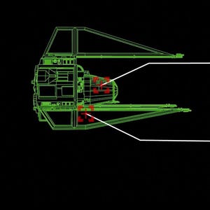 May include: A green line drawing of a spaceship with a large engine in the back. The spaceship has a long, thin body and a pointed nose. The engine is surrounded by a series of smaller engines.