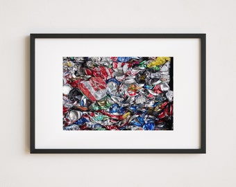 Rustic Aluminum Cans Art Print, Industrial Chic (Digital Download)