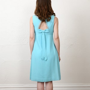 SALE 1960s Open Back Dress . Robins Egg Blue image 4