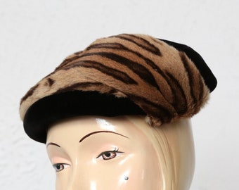 SALE Vintage Leopard Print Hat