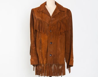 Vintage Silton Brown Suede Fringe Coat Jacket