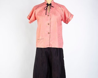 1930s Asian Style Pajamas . Top and Pants Sleepware