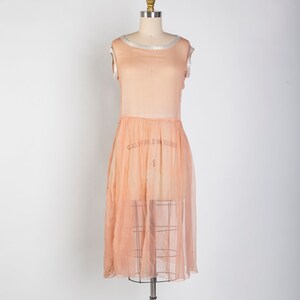 1920s Pink Slip Dress Sheer Beaded Sleeveless Gown image 2