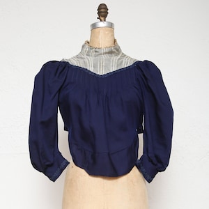 SALE 1800s Navy Blue Top . Antique Blouse image 1