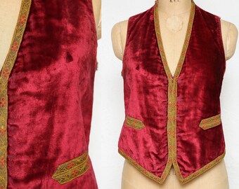 SALE Antique Red Velvet Vest
