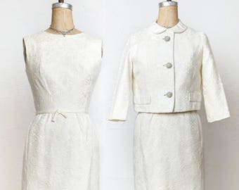 Two Piece Brocade Dress Jacket Suit