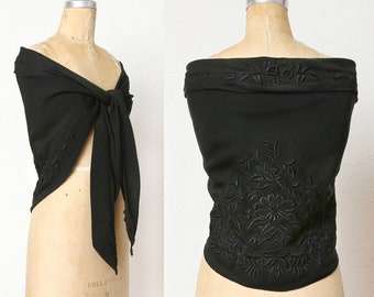 Antique Shawl with Heavy Embroidery 1900s Wrap