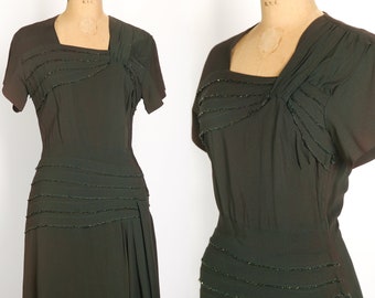 1940s Green Shimmer Dress