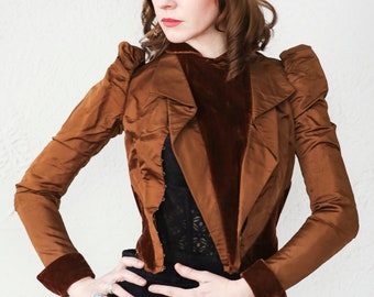 SALE Antique Victorian Jacket . Brown Velvet