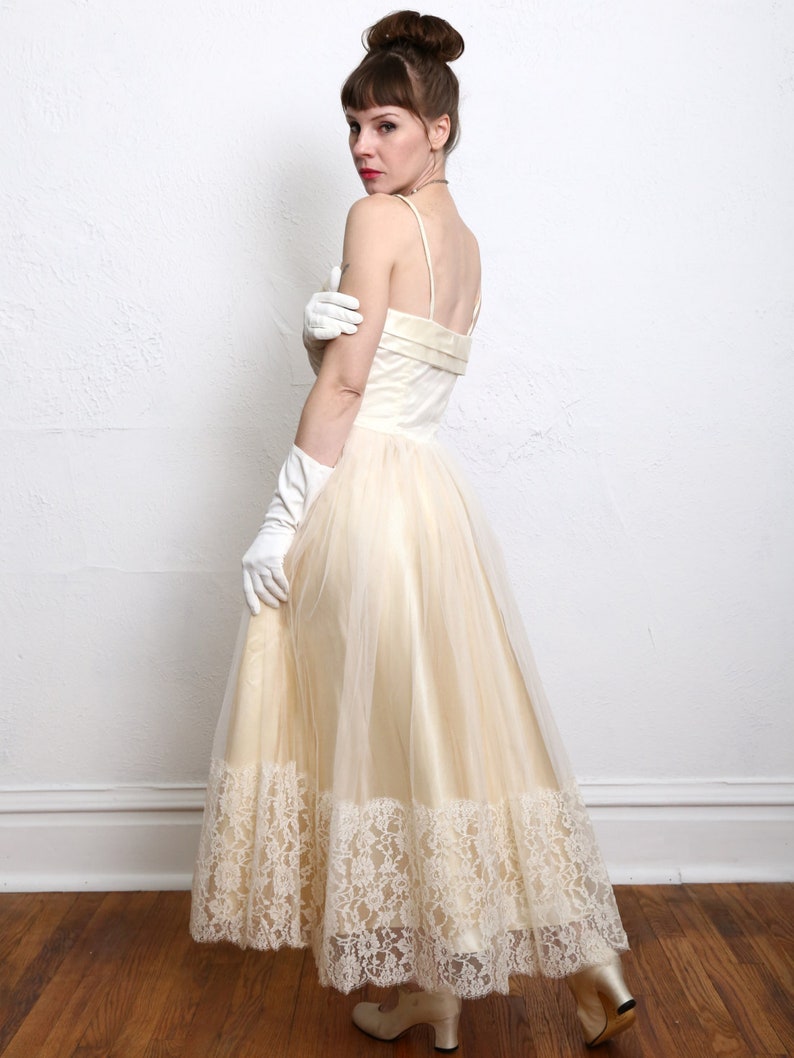 1950s Champagne Party Dress