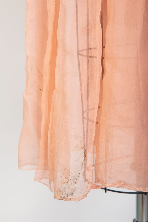 1920s Pink Slip Dress Sheer Beaded Sleeveless Gown - image 10