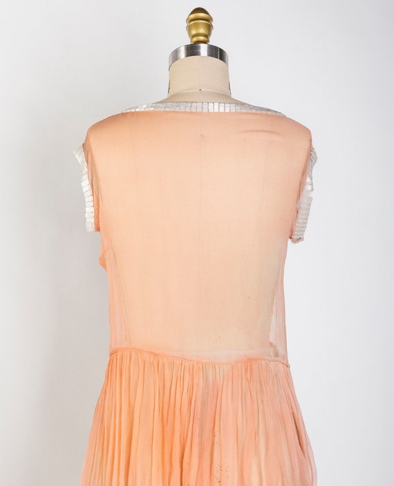 1920s Pink Slip Dress Sheer Beaded Sleeveless Gown - image 8