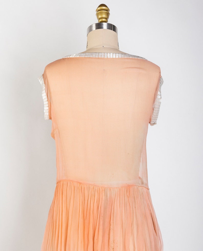 1920s Pink Slip Dress Sheer Beaded Sleeveless Gown image 8