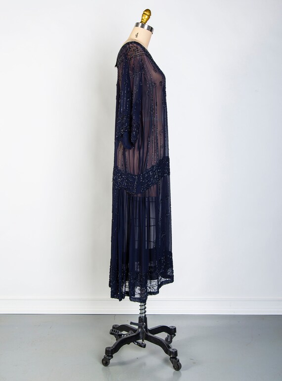 1920s Silk Beaded Gown Dress Gem