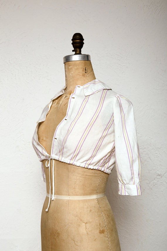 Antique Crop Top 1910s Cotton Blouse