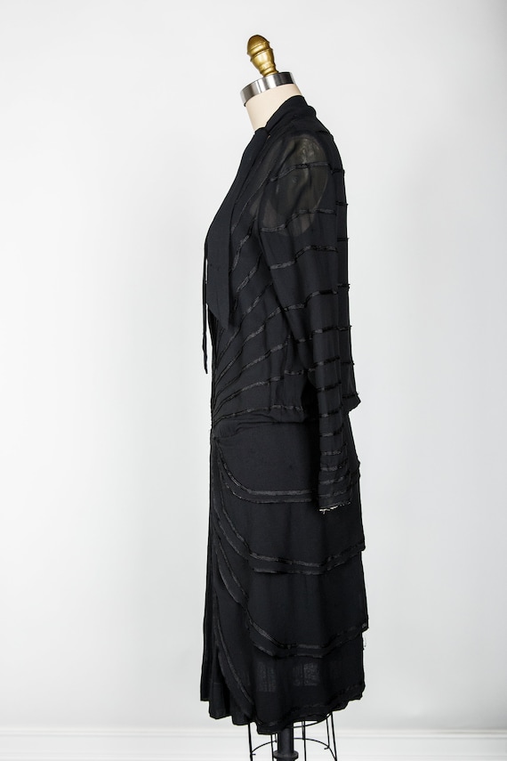 1920s Silk Flapper Dress Black White Tuxedo - image 6