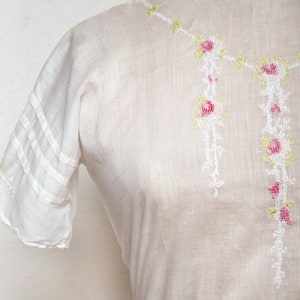 Embroidered Antique Top 1910s Cotton Blouse image 2