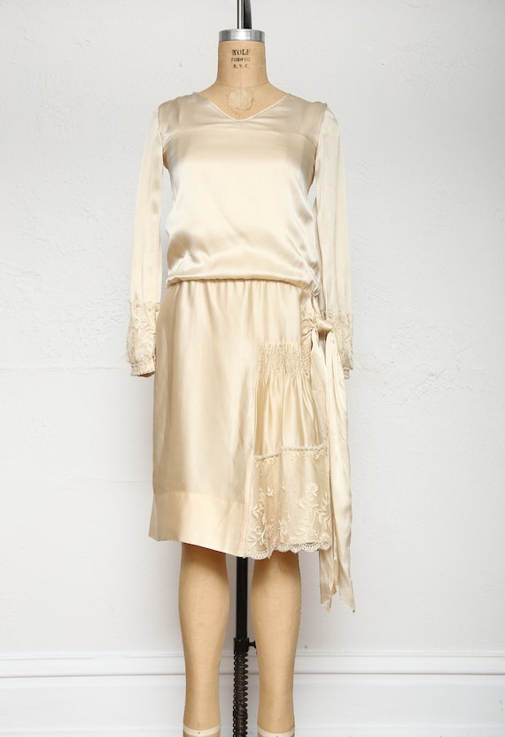 Antique Satin Dress . Deco Wedding Dress - image 2