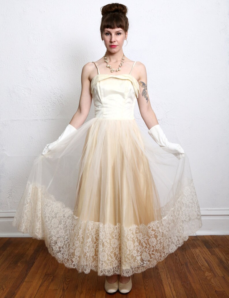 1950s Champagne Party Dress