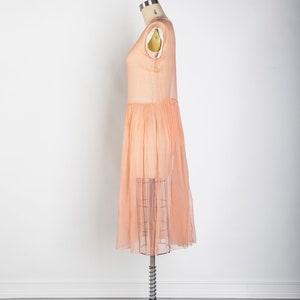 1920s Pink Slip Dress Sheer Beaded Sleeveless Gown image 7