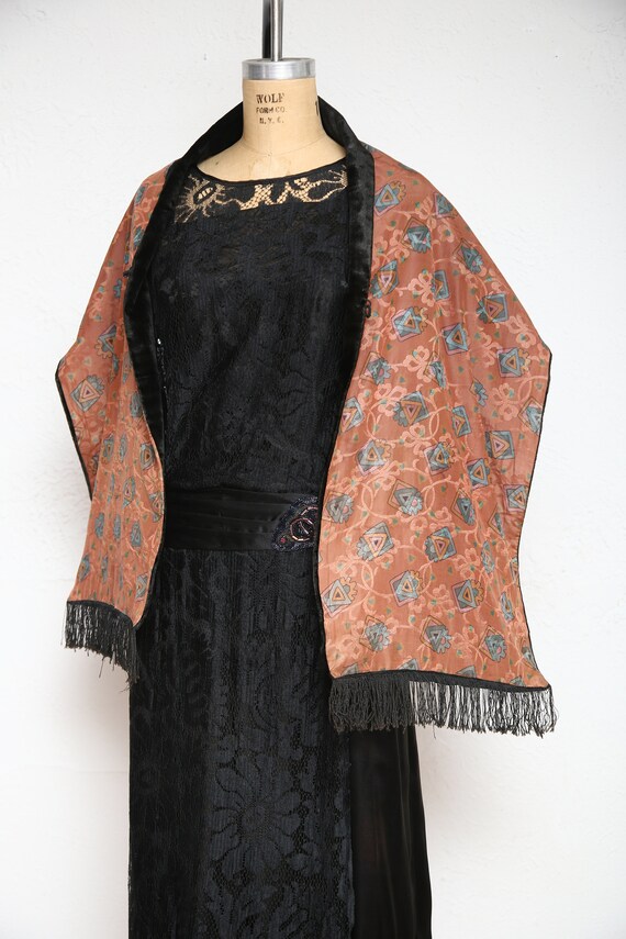 Antique Shawl . Velvet & Fringe - image 4