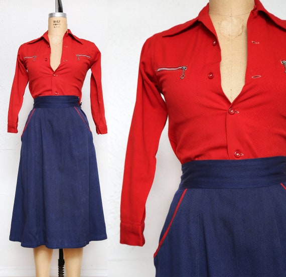Denim Shirt & Skirt Set