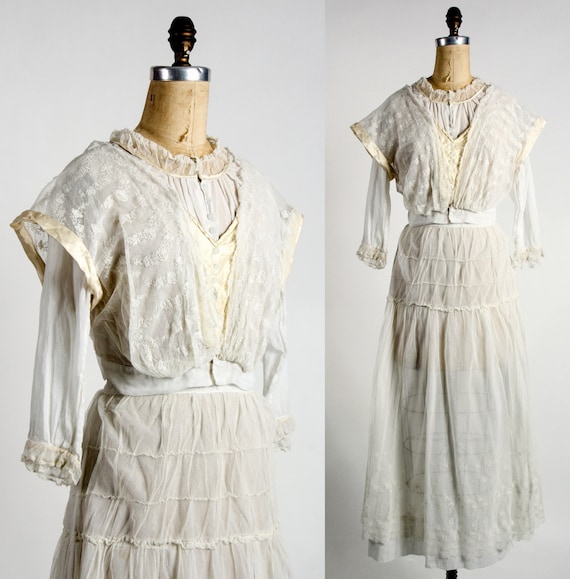 1910s Edwardian Blouse & Skirt Set
