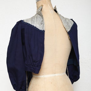 SALE 1800s Navy Blue Top . Antique Blouse image 7