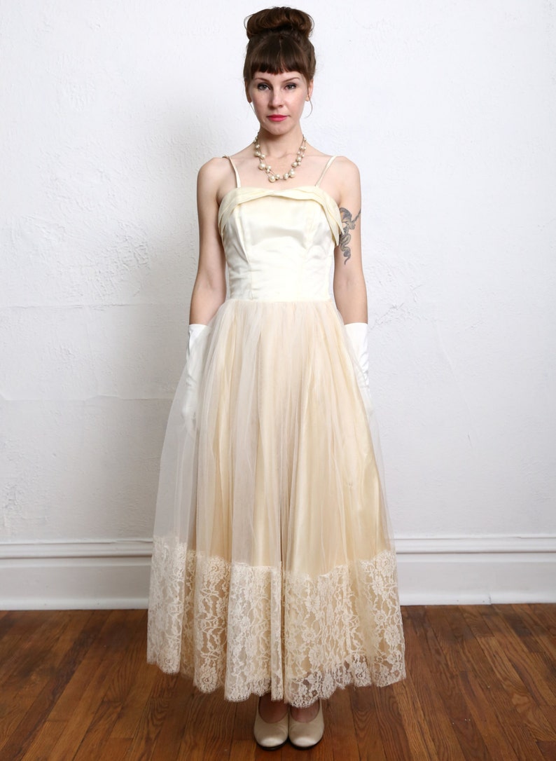 1950s Champagne Party Dress