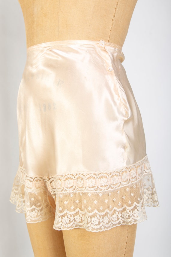 Antique Tap Shorts . Lace Trim Satin Panties Gem