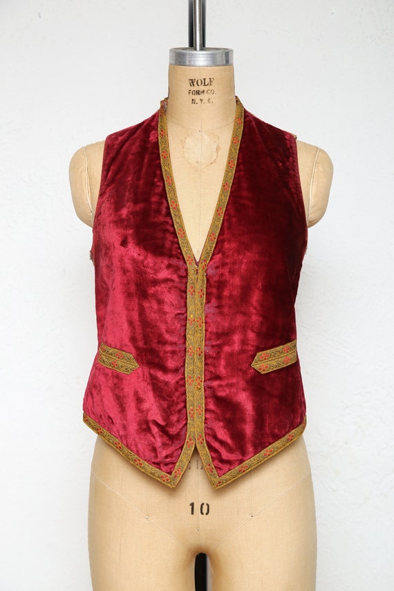 SALE Antique Red Velvet Vest - image 2