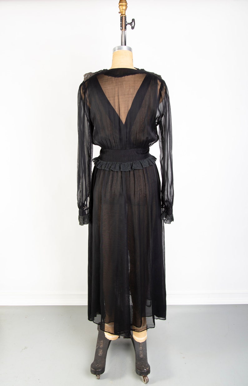 Antique 2Pc Black Negligee Robe Set image 3