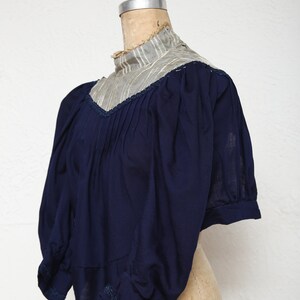 SALE 1800s Navy Blue Top . Antique Blouse image 4