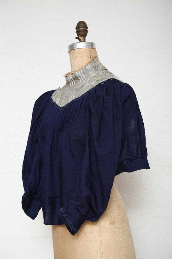 SALE 1800s Navy Blue Top . Antique Blouse - image 4