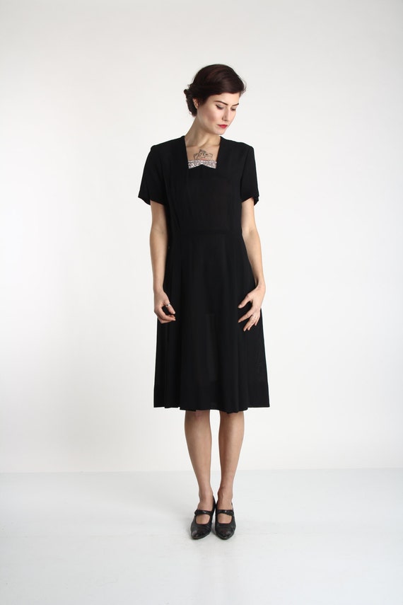 1940s BEADED LBD Black Gown