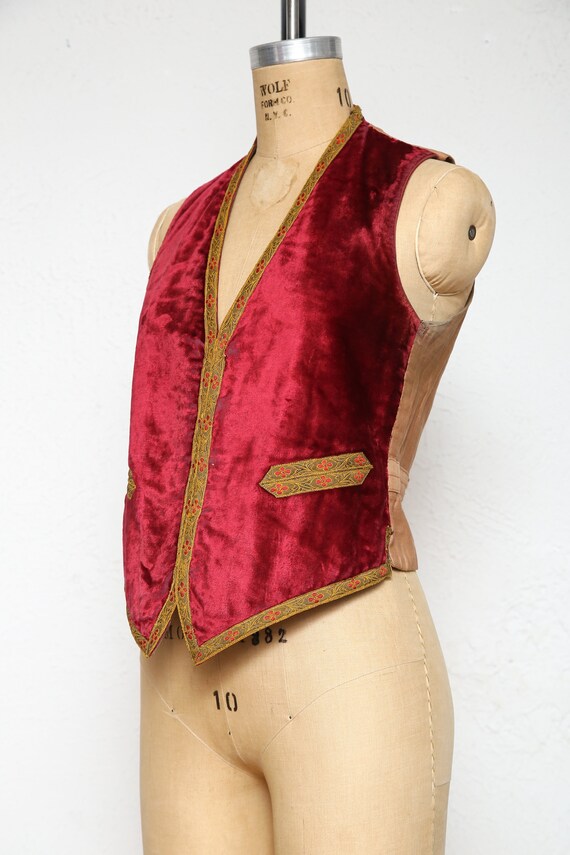 SALE Antique Red Velvet Vest - image 4