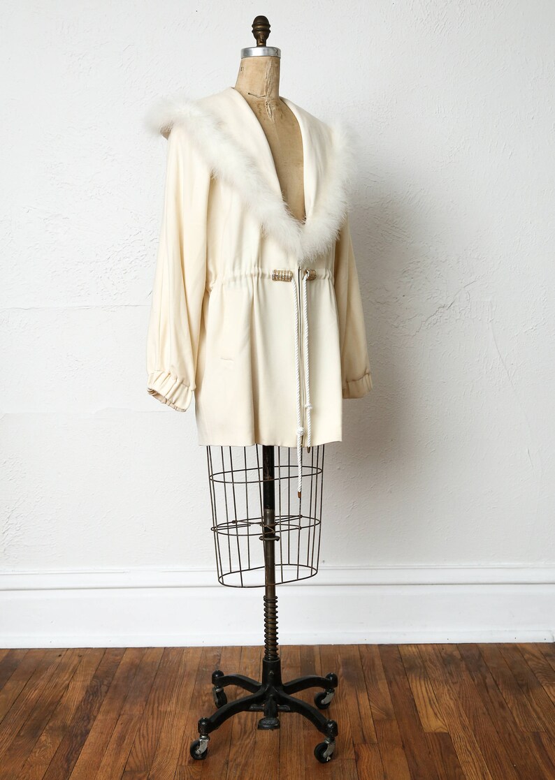 White Wool /& Feather Hooded Jacket
