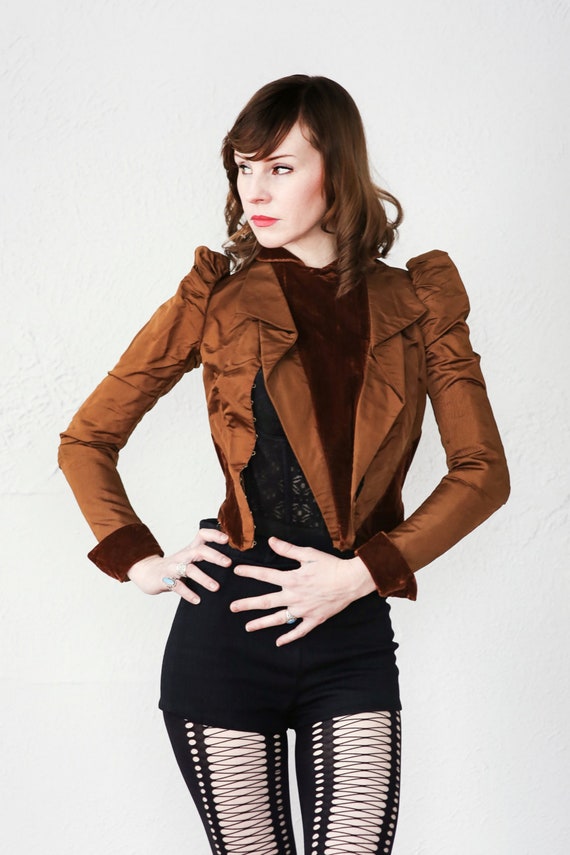 Antique Victorian Jacket . Brown Velvet