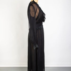 Antique 2Pc Black Negligee Robe Set image 5