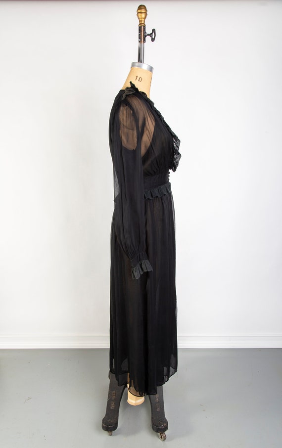 Antique 2Pc Black Negligee Robe Set - image 5