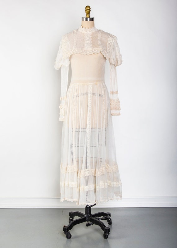 Sheer Mesh Lace Antique Gown