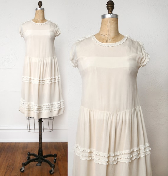 Antique White Ruffle Dress