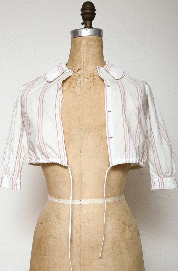 Antique Crop Top 1910s Cotton Blouse - image 3