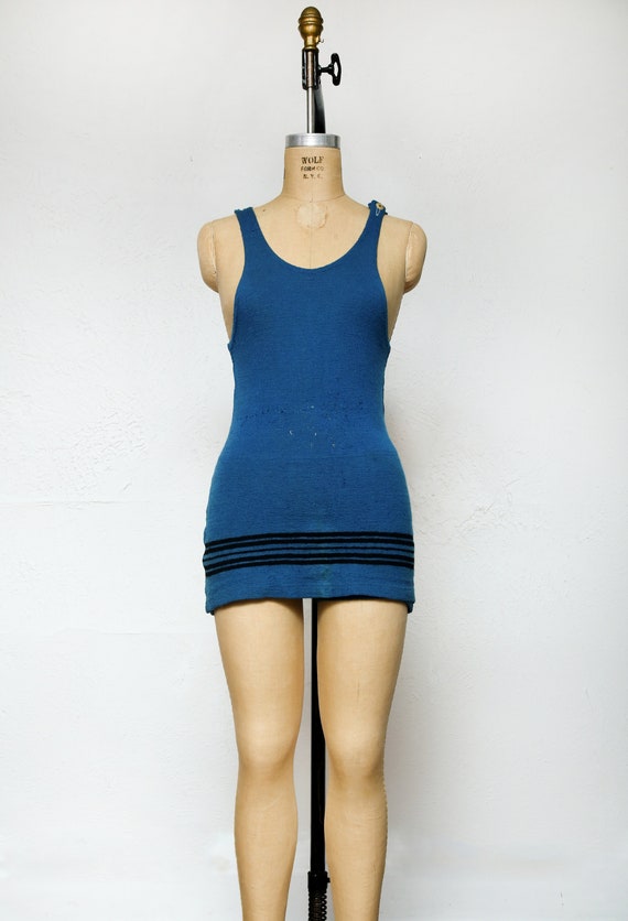 Antique Teal Wool Swim Suit