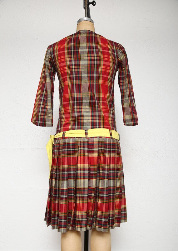 Plaid Dress with Sash . Handmade Vintage - image 7