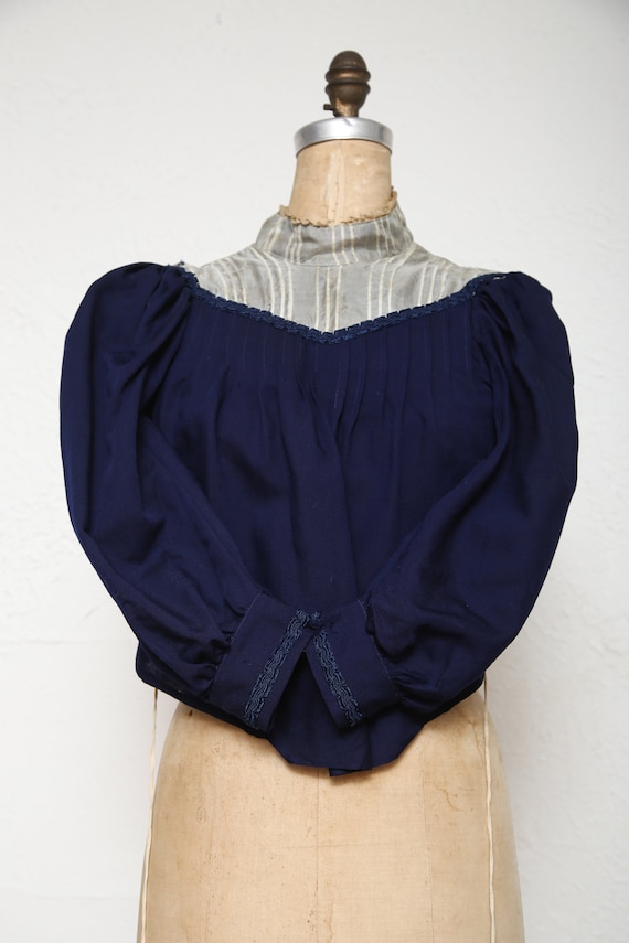 SALE 1800s Navy Blue Top . Antique Blouse - image 3