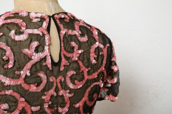 Antique Pink Sequin Crop Top - image 5