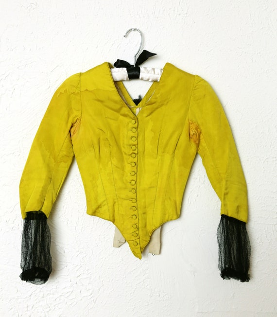 AMAZING 1800s Neon Bodice Victorian Top